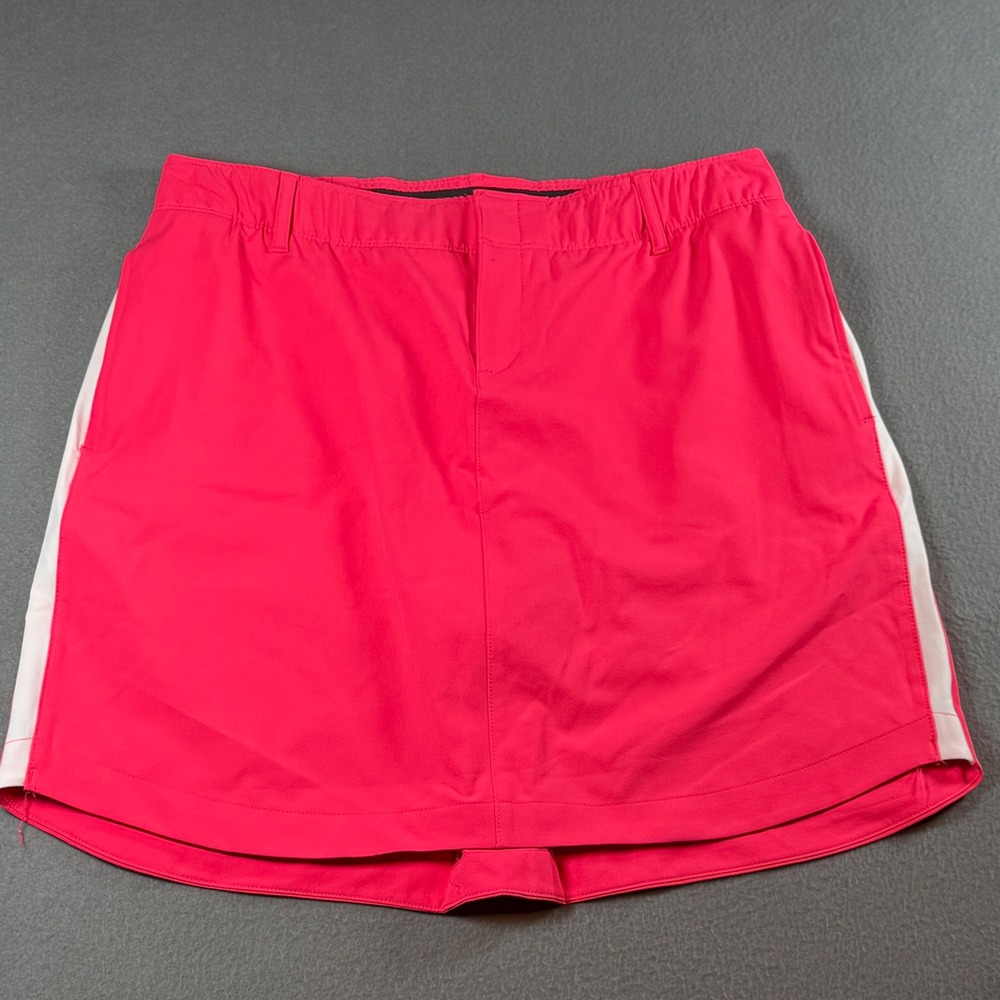 Under Armour Womens Golf Skort Size 10 Pink White Stripe Performance Skirt